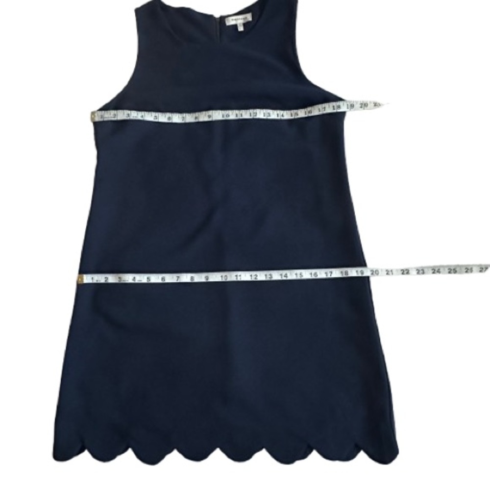 Monteau Women's L Navy Lined Sleeveless Above Knee Scalloped Hem Relaxed Dress - Picture 9 of 14